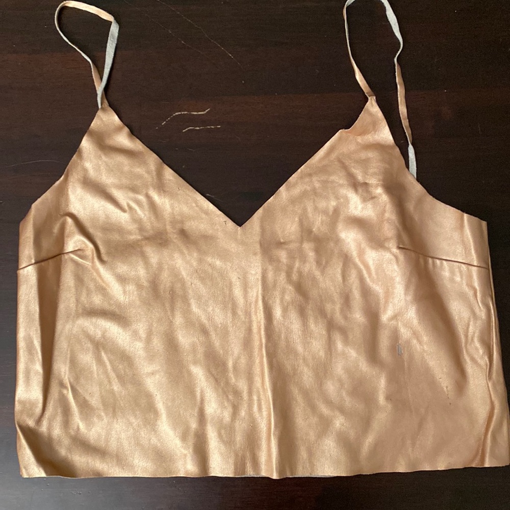 kendall and kylie metallic copper color top